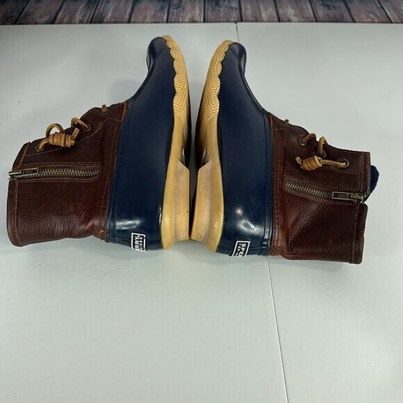 Sperry Saltwater Duck Boot Womens 9 Brown Leather Blue Zipper Lace up Waterproof - Picture 11 of 12